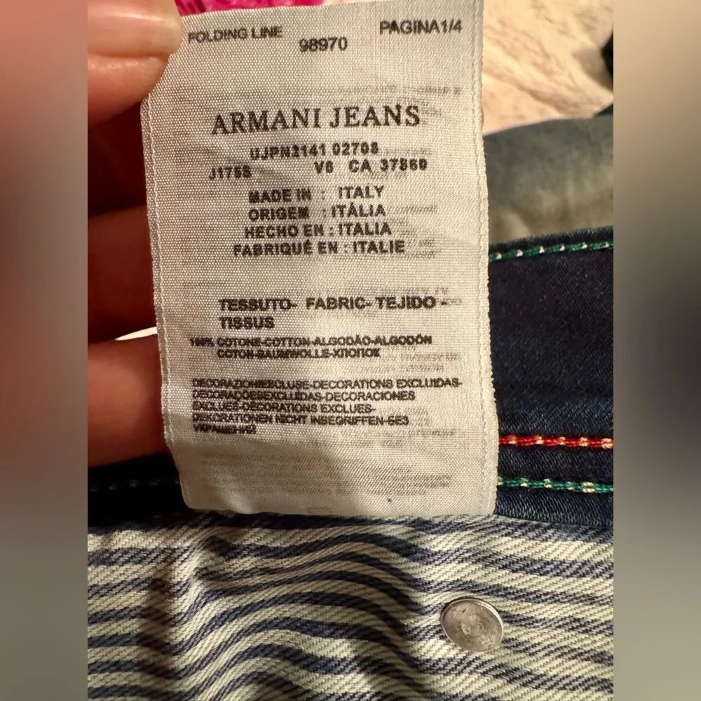 Armani Jeans Slim Straight in Navy and Light Beige - Picture 16 of 16